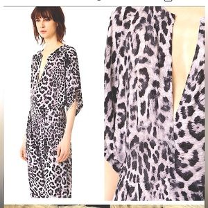 Norma Kamali Kulture Rectangle Jog Jumpsuit Kimono Sleeve In Snow Leopard Medium